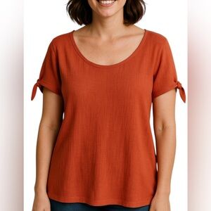 Max Studio Burnt Orange Tie Sleeve Blouse. Size 2X